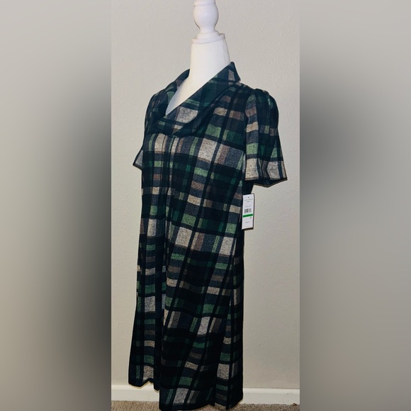 NWT Jessica Howard Flannel Cowl Neck Dress Plaid size Large - Picture 3 of 16